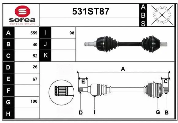 Arbre de transmission STARTCAR 531ST87