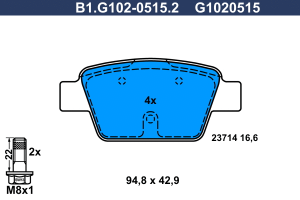 Kit de plaquettes de frein, frein à disque GALFER B1.G102-0515.2