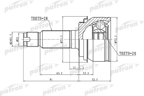 Jeu de joints, arbre de transmission PATRON PCV1343