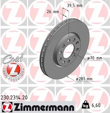 Disque de frein ZIMMERMANN 230.2314.20