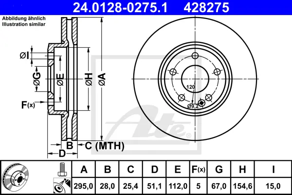 Disque de frein ATE-APAC 24.0128-0275.1