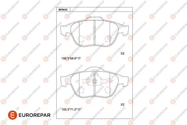 Kit de plaquettes de frein, frein à disque EUROREPAR 1681286380