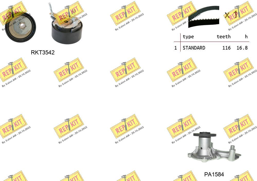 Pompe à eau + kit de courroie crantée REPKIT RKTK1295PA