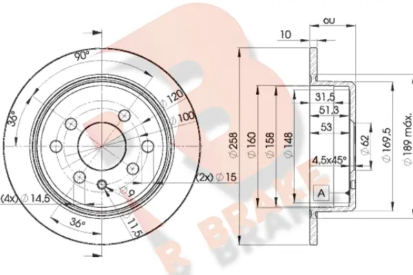 Disque de frein R BRAKE 78RBD29581