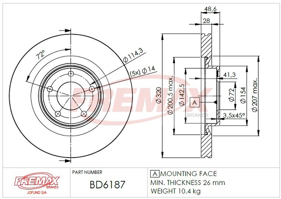 Disque de frein FREMAX BD-6187