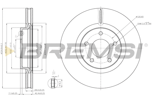 Disque de frein BREMSI CD7478V