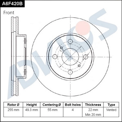 Disque de frein ADVICS A6F420B