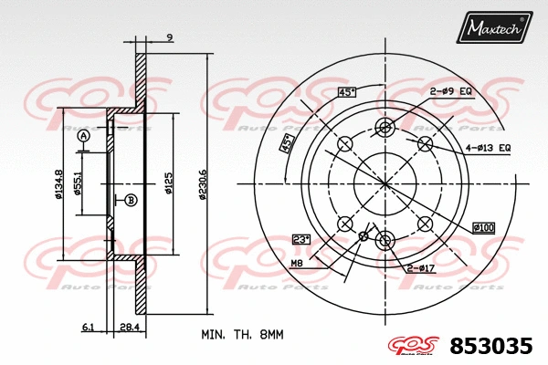 Disque de frein MAXTECH 853035