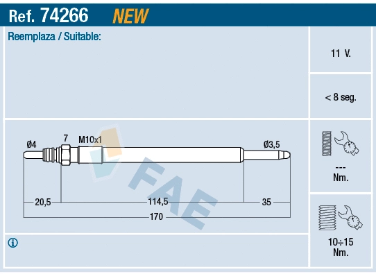 Bougie de préchauffage FAE 74266