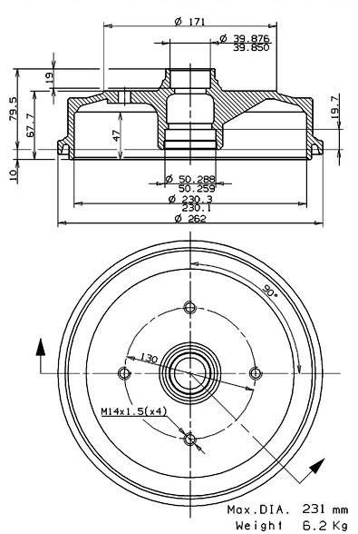 Tambour de frein VILLAR 627.0160