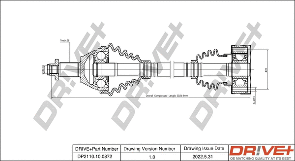 Arbre de transmission Dr!ve+ DP2110.10.0872