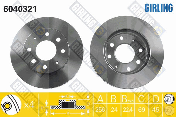 Disque de frein GIRLING 6040321