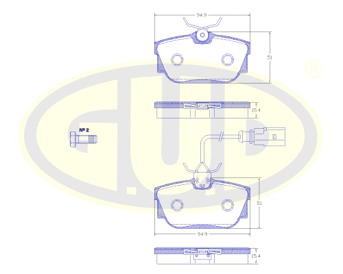 Kit de plaquettes de frein, frein à disque G.U.D. GBP880130