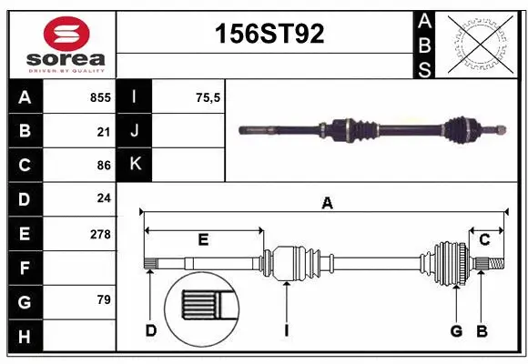 Arbre de transmission STARTCAR 156ST92