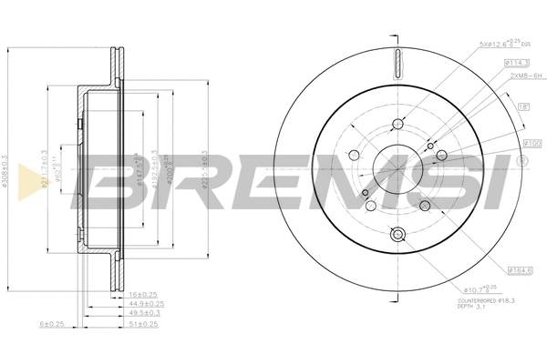 Disque de frein BREMSI CD8072V