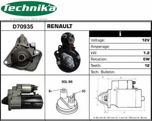 Démarreur Technika D70935