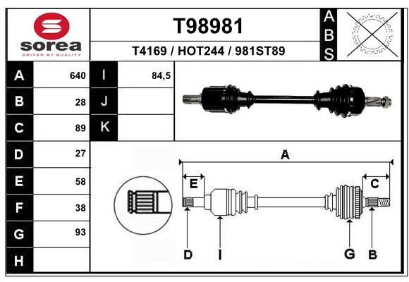 Arbre de transmission EAI T98981