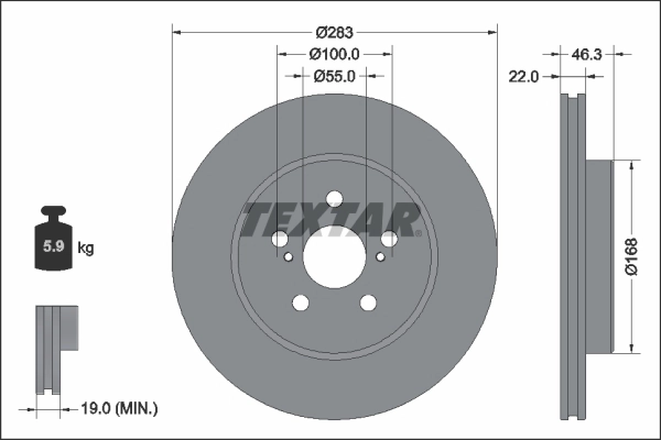 Disque de frein TEXTAR 92346003