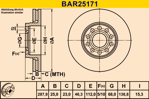 Disque de frein BARUM BAR25171