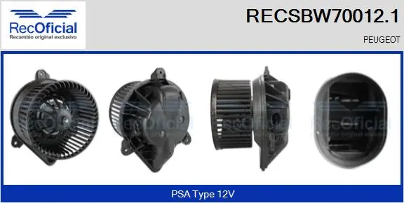 Pulseur d'air habitacle RECOFICIAL RECSBW70012.1