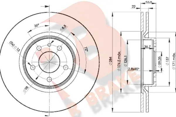 Disque de frein R BRAKE 78RBD21548