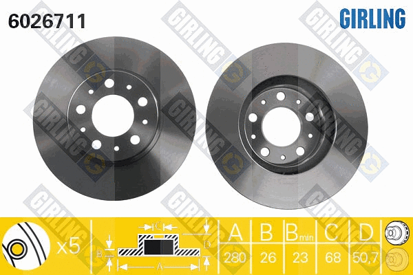 Disque de frein GIRLING 6026711