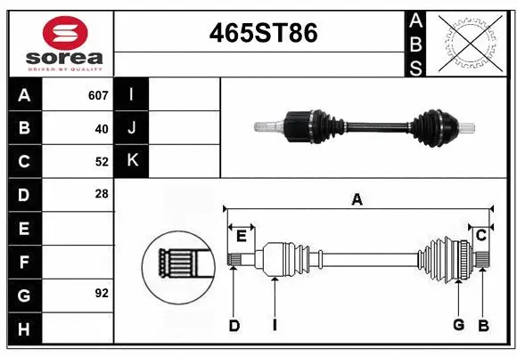 Arbre de transmission STARTCAR 465ST86