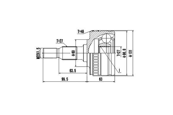 Jeu de joints, arbre de transmission DYNAMATRIX DCV835001