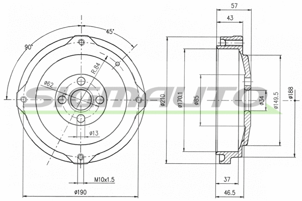 Tambour de frein SIGMAUTO DR5257