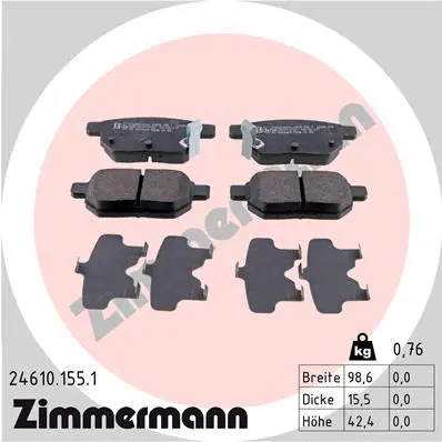 Kit de plaquettes de frein, frein à disque ZIMMERMANN 24610.155.1