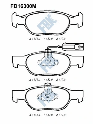 Kit de plaquettes de frein, frein à disque FBK FD16300M