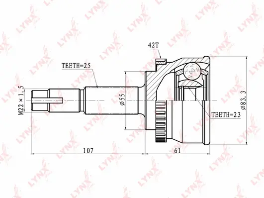 Jeu de joints, arbre de transmission LYNXAUTO CO-5722A