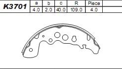 Jeu de mâchoires de frein ASIMCO K3701