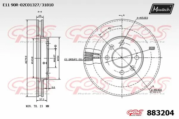 Disque de frein MAXTECH 883204