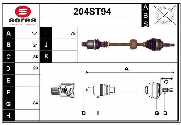 Arbre de transmission STARTCAR 204ST94