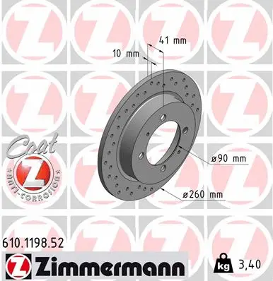 Disque de frein ZIMMERMANN 610.1198.52