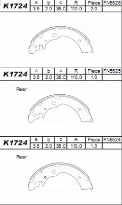 Jeu de mâchoires de frein ASIMCO K1724