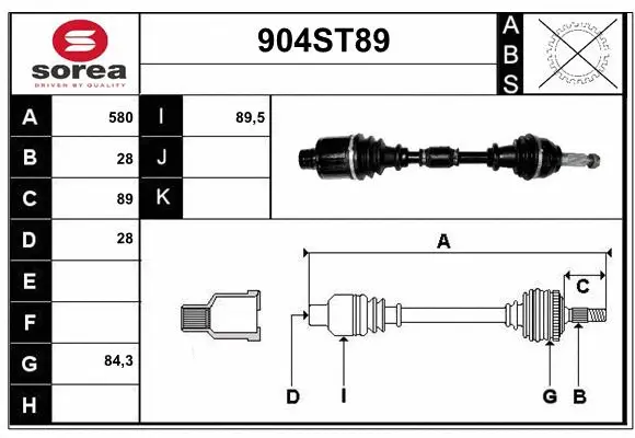 Arbre de transmission STARTCAR 904ST89