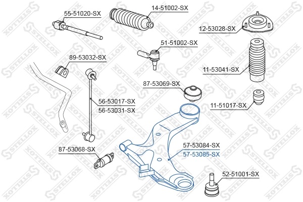 Bras de liaison, suspension de roue STELLOX 57-53085-SX