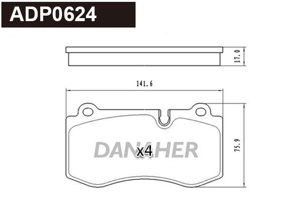 Kit de plaquettes de frein, frein à disque DANAHER ADP0624