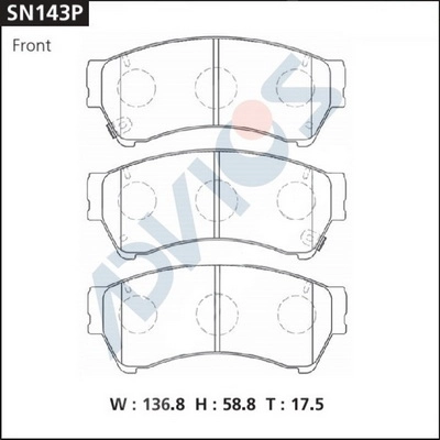 Kit de plaquettes de frein, frein à disque ADVICS SN143P