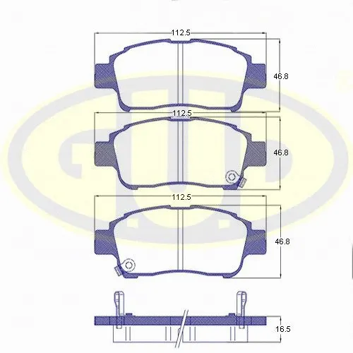 Kit de plaquettes de frein, frein à disque G.U.D. GBP071202
