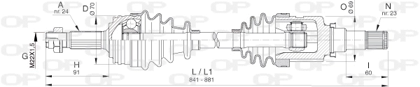 Arbre de transmission OPEN PARTS DRS6393.00