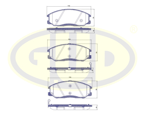 Kit de plaquettes de frein, frein à disque G.U.D. GBP077122