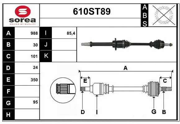 Arbre de transmission STARTCAR 610ST89