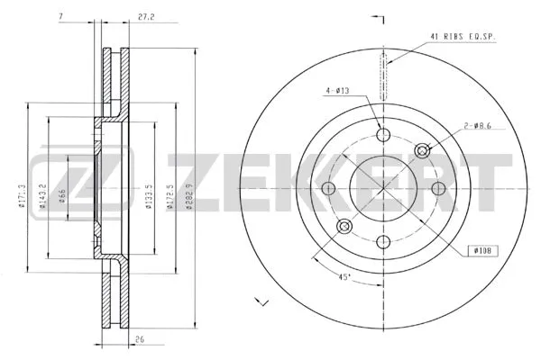 Disque de frein ZEKKERT BS-5024B