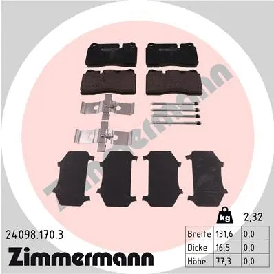 Kit de plaquettes de frein, frein à disque ZIMMERMANN 24098.170.3