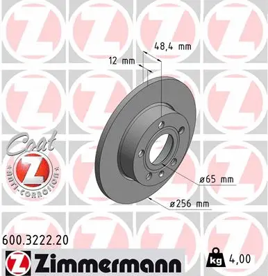 Disque de frein ZIMMERMANN 600.3222.20