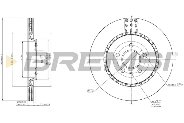 Disque de frein BREMSI CD8383V