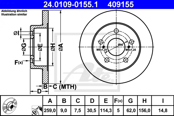 Disque de frein ATE-APAC 24.0109-0155.1